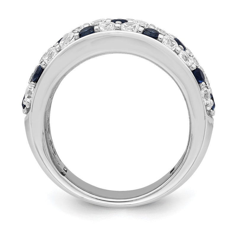14K White Gold True Origin 1 1/2 Carat Lab Grown Diamond Vs Def And .85 Blue Sapphire Fashion Ring