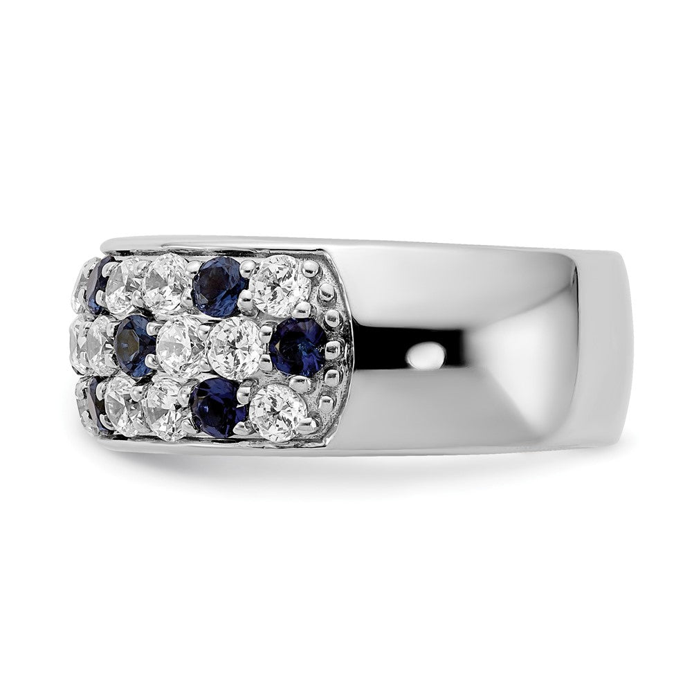 14K White Gold True Origin 1 1/2 Carat Lab Grown Diamond Vs Def And .85 Blue Sapphire Fashion Ring