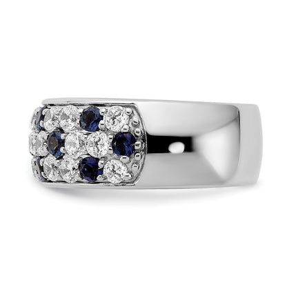 14K White Gold True Origin 1 1/2 Carat Lab Grown Diamond Vs Def And .85 Blue Sapphire Fashion Ring