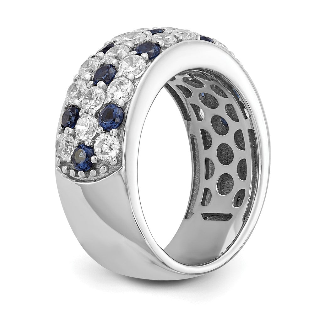 14K White Gold True Origin 1 1/2 Carat Lab Grown Diamond Vs Def And .85 Blue Sapphire Fashion Ring