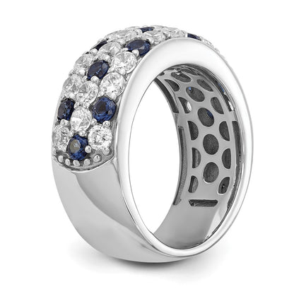 14K White Gold True Origin 1 1/2 Carat Lab Grown Diamond Vs Def And .85 Blue Sapphire Fashion Ring