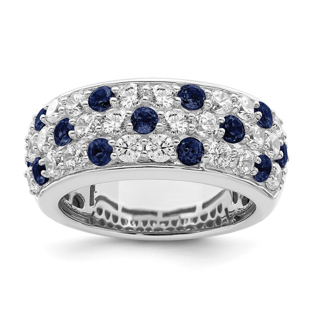 14K White Gold True Origin 1 1/2 Carat Lab Grown Diamond Vs Def And .85 Blue Sapphire Fashion Ring
