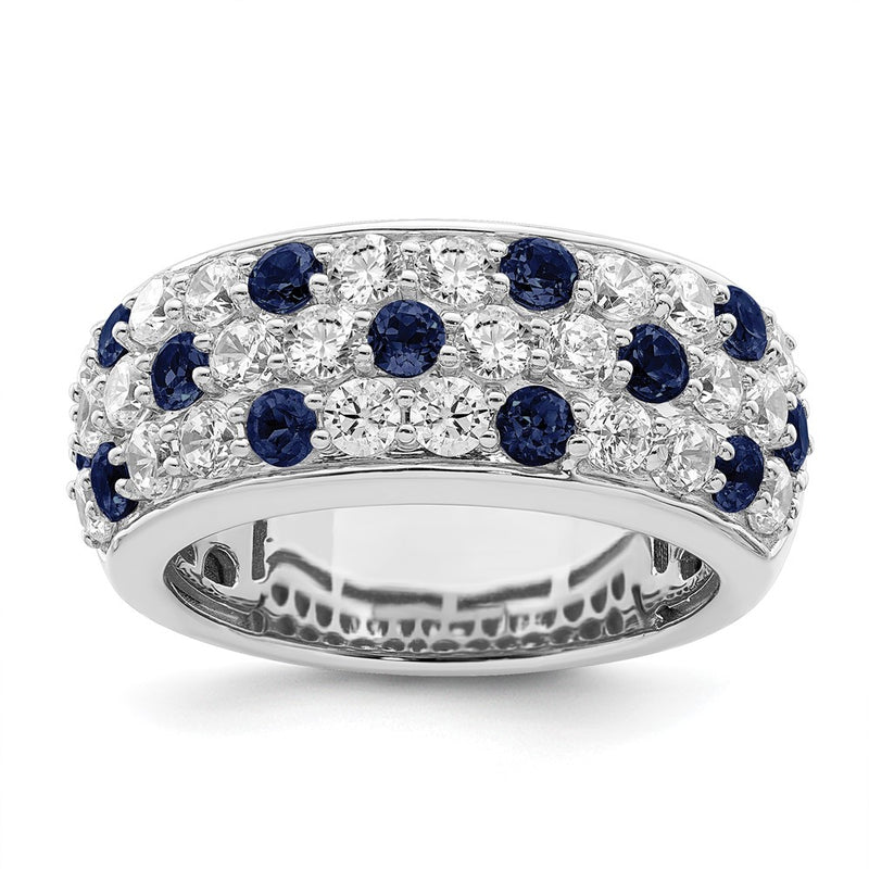 14K White Gold True Origin 1 1/2 Carat Lab Grown Diamond Vs Def And .85 Blue Sapphire Fashion Ring