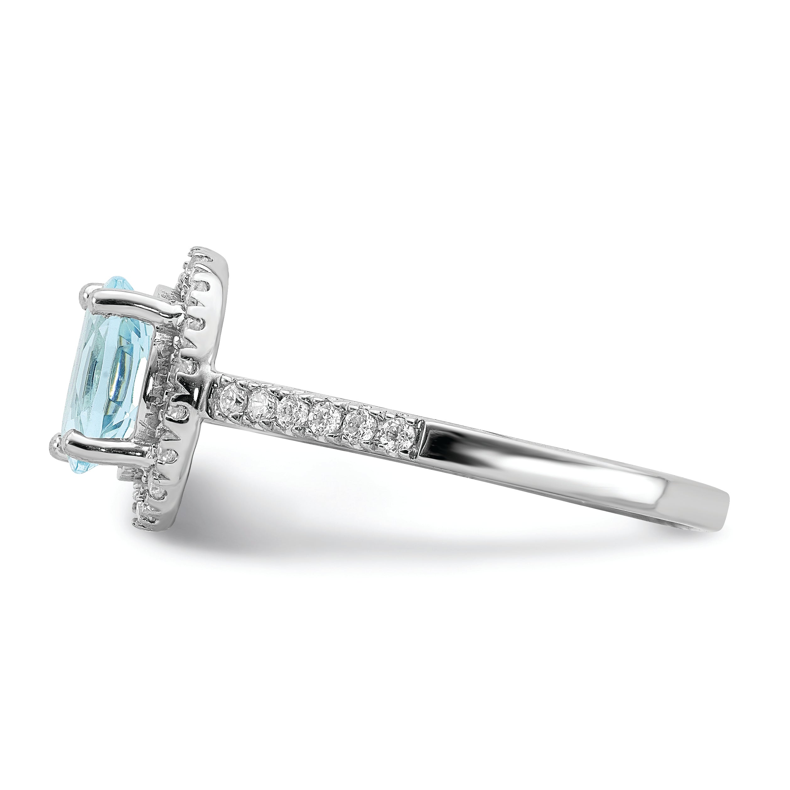 14K White Gold Blooming Bridal Halo 8X6mm Oval Aquamarine And 1/3 Carat Diamond Complete Engagement Ring