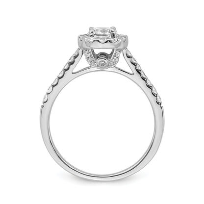 14K White Gold Halo Plus (Holds 1/2 Carat (5.2mm) Round Center) 3/8 Diamond Semi Mount Engagement Ring