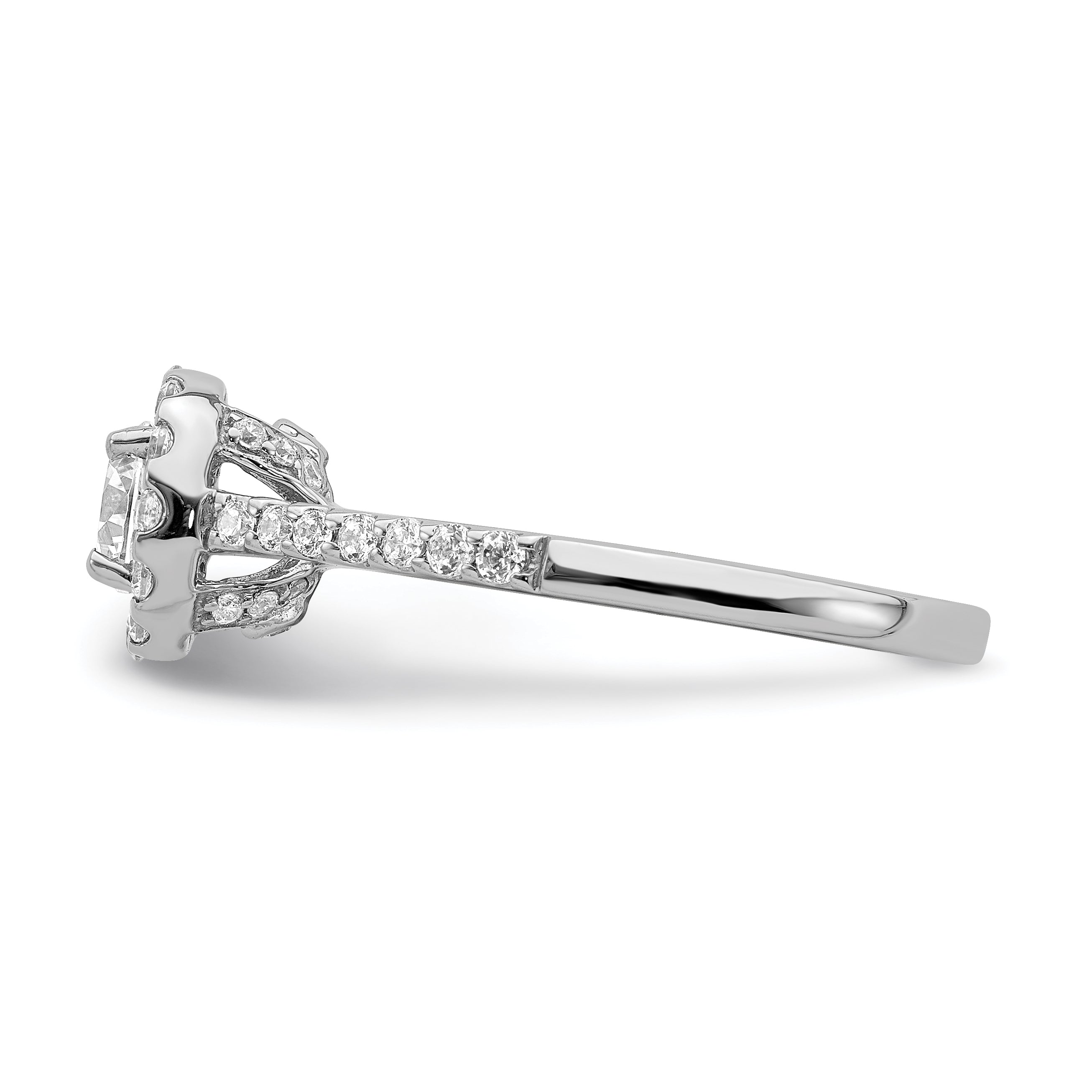 14K White Gold Halo Plus (Holds 1/2 Carat (5.2mm) Round Center) 3/8 Diamond Semi Mount Engagement Ring
