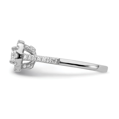 14K White Gold Halo Plus (Holds 1/2 Carat (5.2mm) Round Center) 3/8 Diamond Semi Mount Engagement Ring