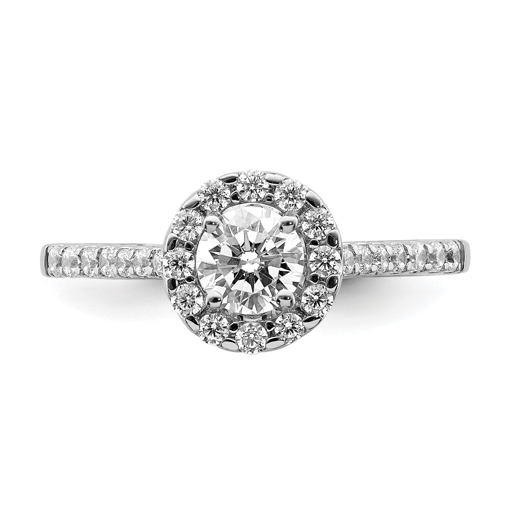 14K White Gold Halo Plus (Holds 1/2 Carat (5.2mm) Round Center) 3/8 Diamond Semi Mount Engagement Ring