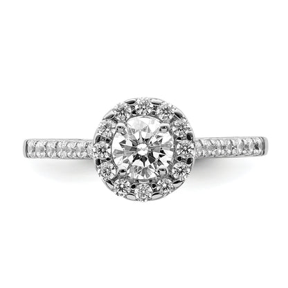 14K White Gold Halo Plus (Holds 1/2 Carat (5.2mm) Round Center) 3/8 Diamond Semi Mount Engagement Ring