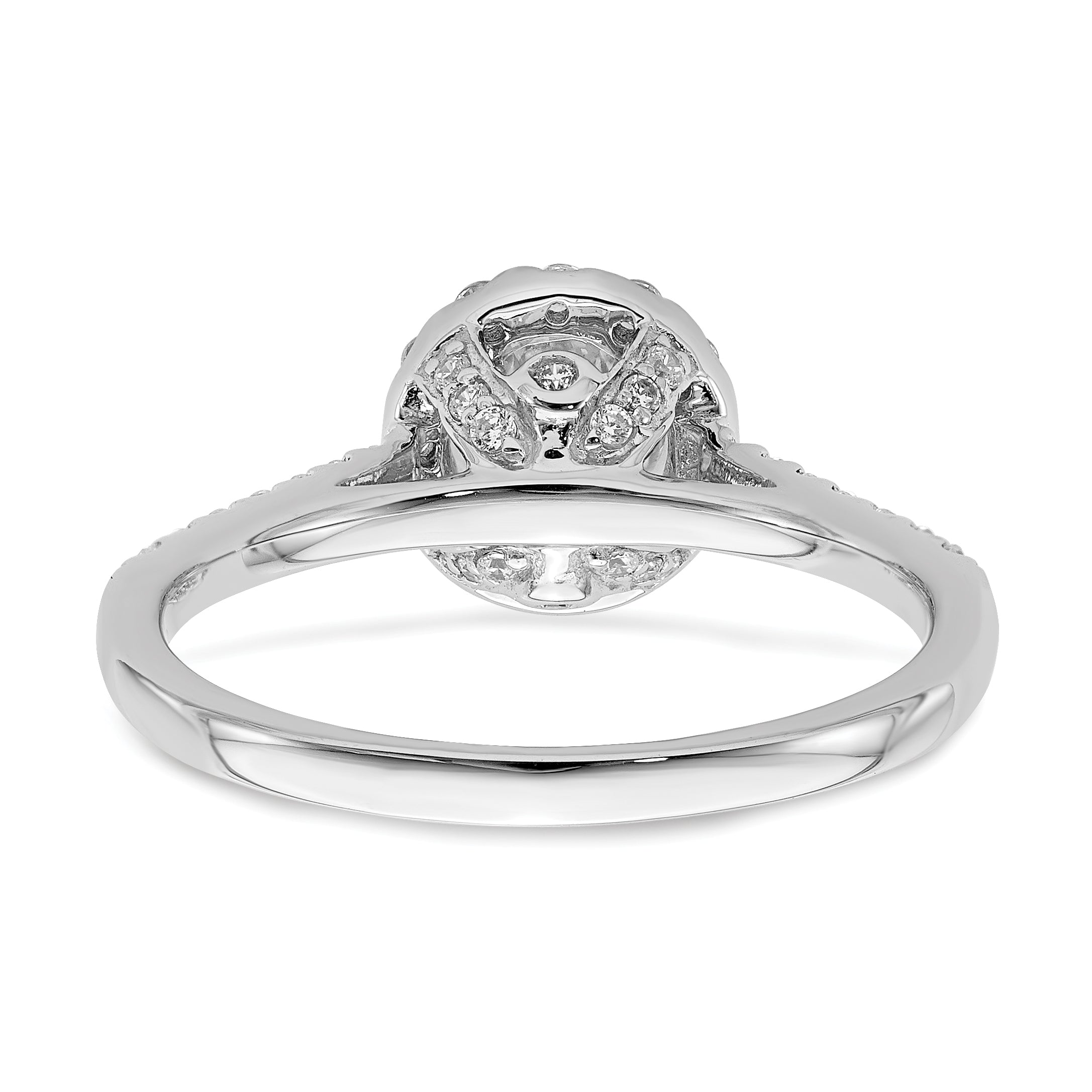 14K White Gold Halo Plus (Holds 1/2 Carat (5.2mm) Round Center) 3/8 Diamond Semi Mount Engagement Ring