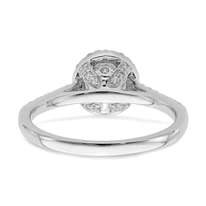 14K White Gold Halo Plus (Holds 1/2 Carat (5.2mm) Round Center) 3/8 Diamond Semi Mount Engagement Ring