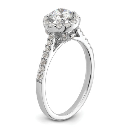 14K White Gold Halo Plus (Holds 1/2 Carat (5.2mm) Round Center) 3/8 Diamond Semi Mount Engagement Ring
