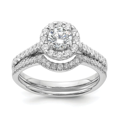 14K White Gold Halo Plus (Holds 1/2 Carat (5.2mm) Round Center) 3/8 Diamond Semi Mount Engagement Ring