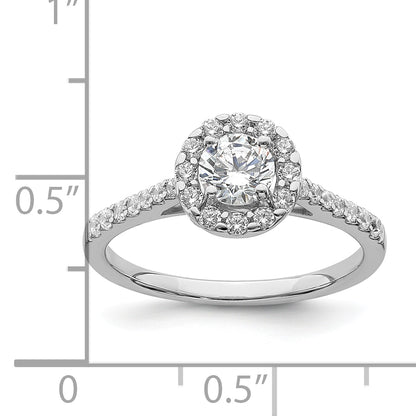 14K White Gold Halo Plus (Holds 1/2 Carat (5.2mm) Round Center) 3/8 Diamond Semi Mount Engagement Ring