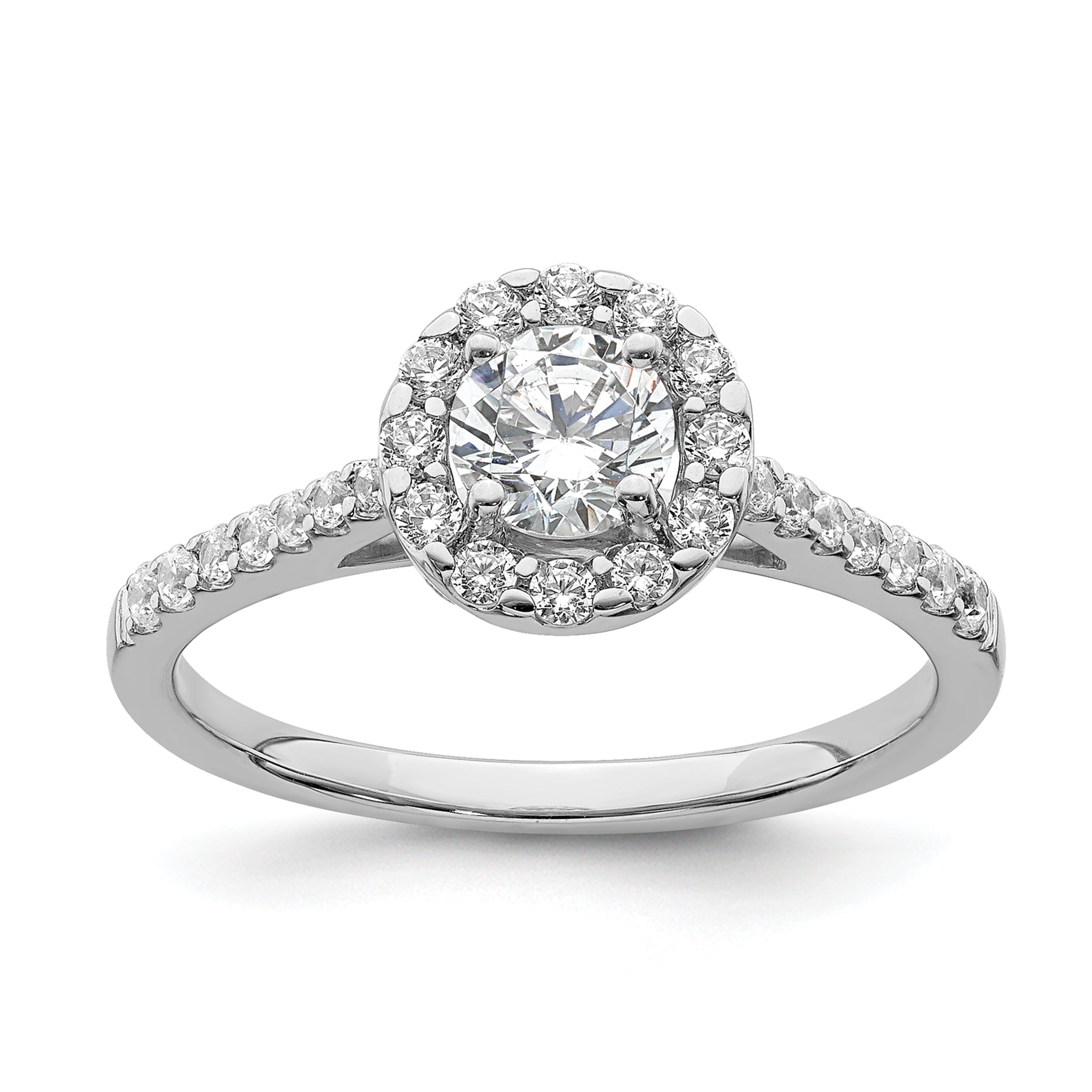 14K White Gold Halo Plus (Holds 1/2 Carat (5.2mm) Round Center) 3/8 Diamond Semi Mount Engagement Ring