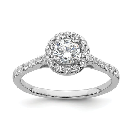 14K White Gold Halo Plus (Holds 1/2 Carat (5.2mm) Round Center) 3/8 Diamond Semi Mount Engagement Ring