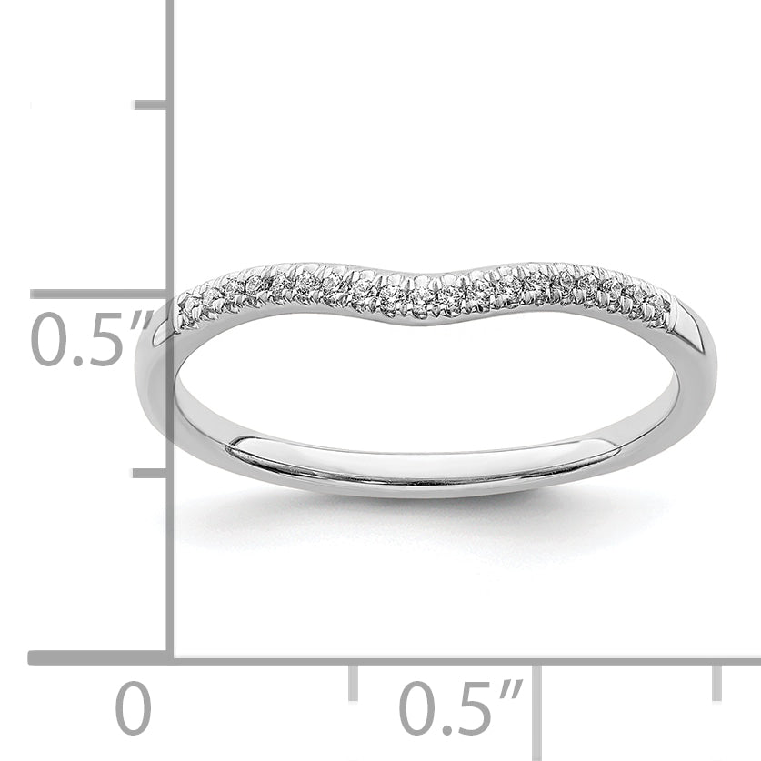14k White Gold Real Diamond Contoured Wedding Band