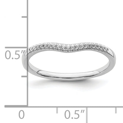 14k White Gold Real Diamond Contoured Wedding Band