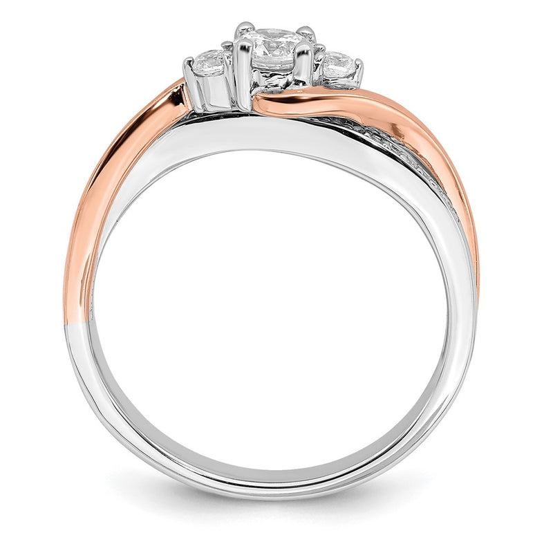 10K Two Tone White And Rose Gold (Holds 1/4 Carat (4.1mm) Round Center) 1/8 Diamond Semi Mount Engagement Ring