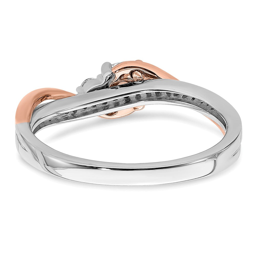 10K Two Tone White And Rose Gold (Holds 1/4 Carat (4.1mm) Round Center) 1/8 Diamond Semi Mount Engagement Ring