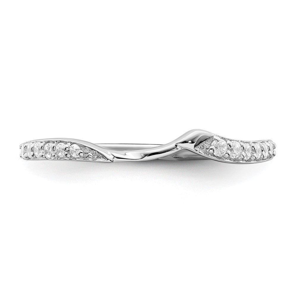 10K White Gold 1/15 Carat Diamond Contoured Complete Wedding Band