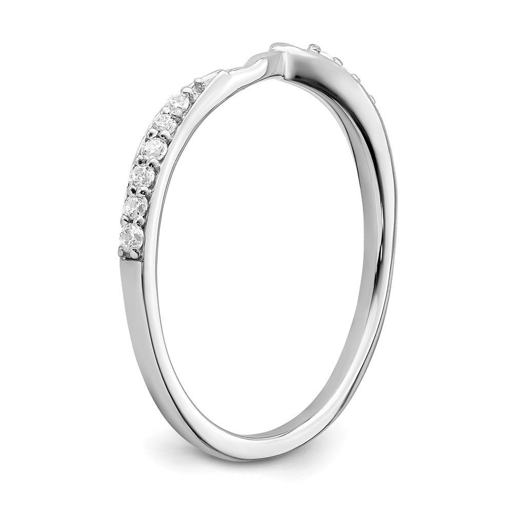 10K White Gold 1/15 Carat Diamond Contoured Complete Wedding Band