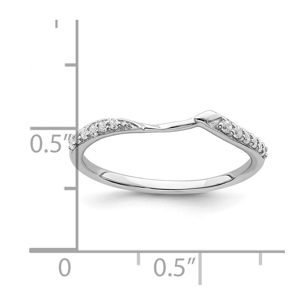 10K White Gold 1/15 Carat Diamond Contoured Complete Wedding Band