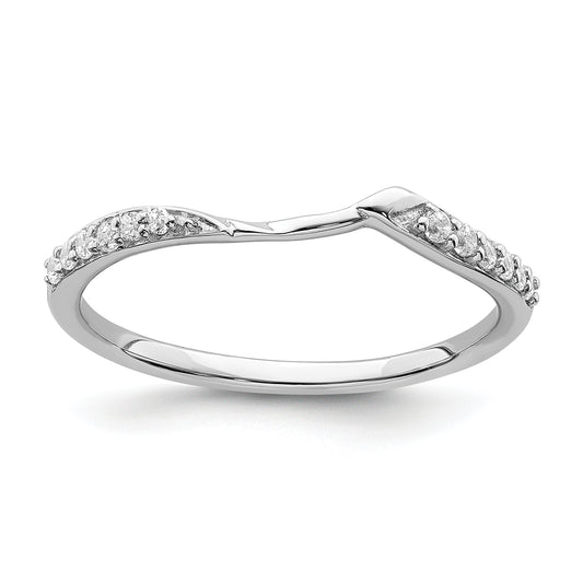 10K White Gold 1/15 Carat Diamond Contoured Complete Wedding Band
