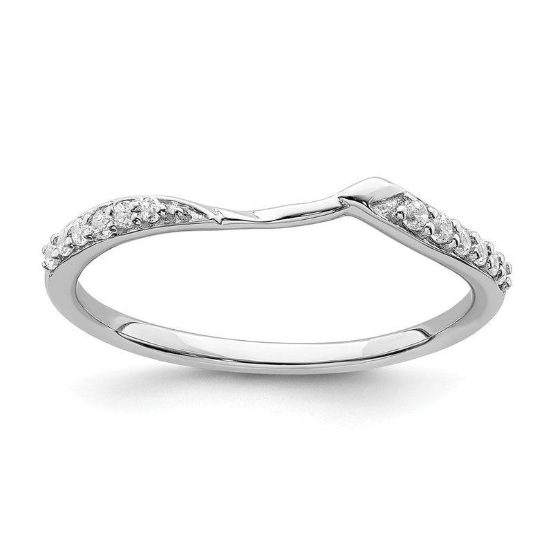 10K White Gold 1/15 Carat Diamond Contoured Complete Wedding Band