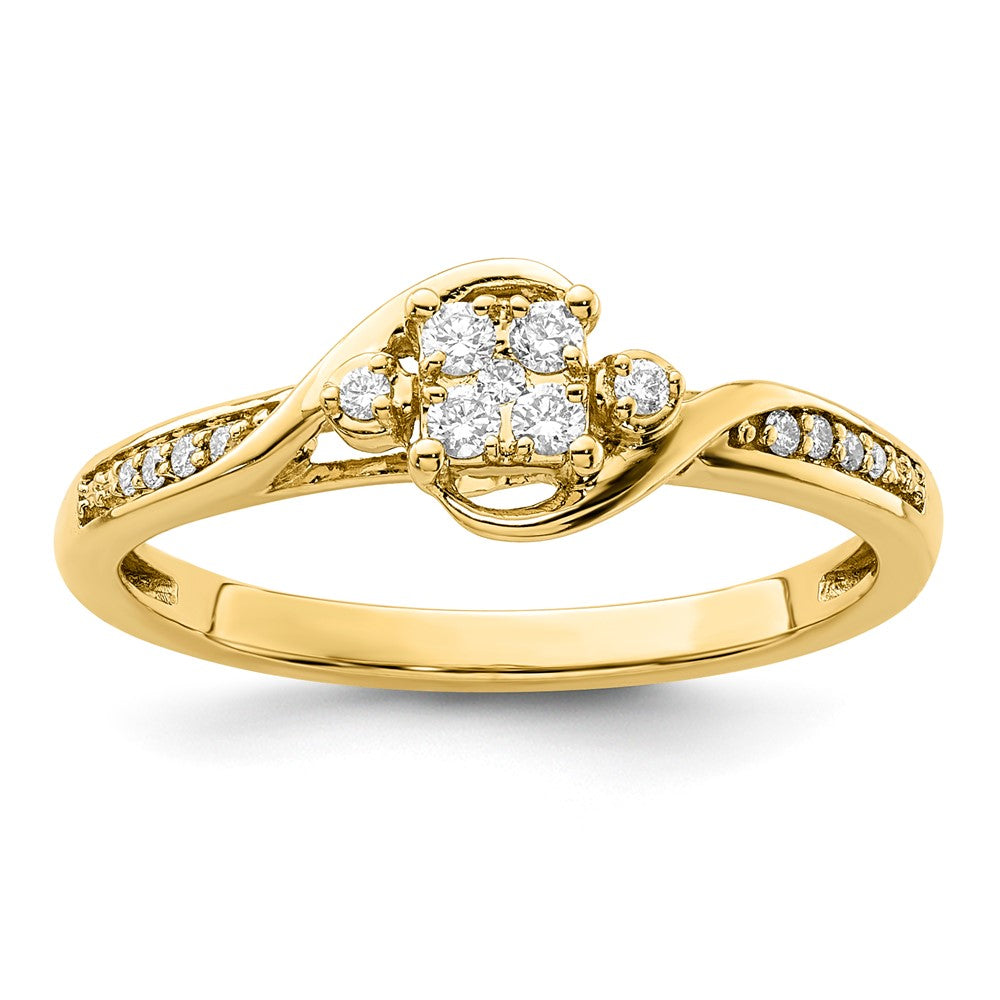 10k Yellow Gold 1/6 Ct. Lab Grown Diamond VS/SI+ G+ Cluster Engagement Ring