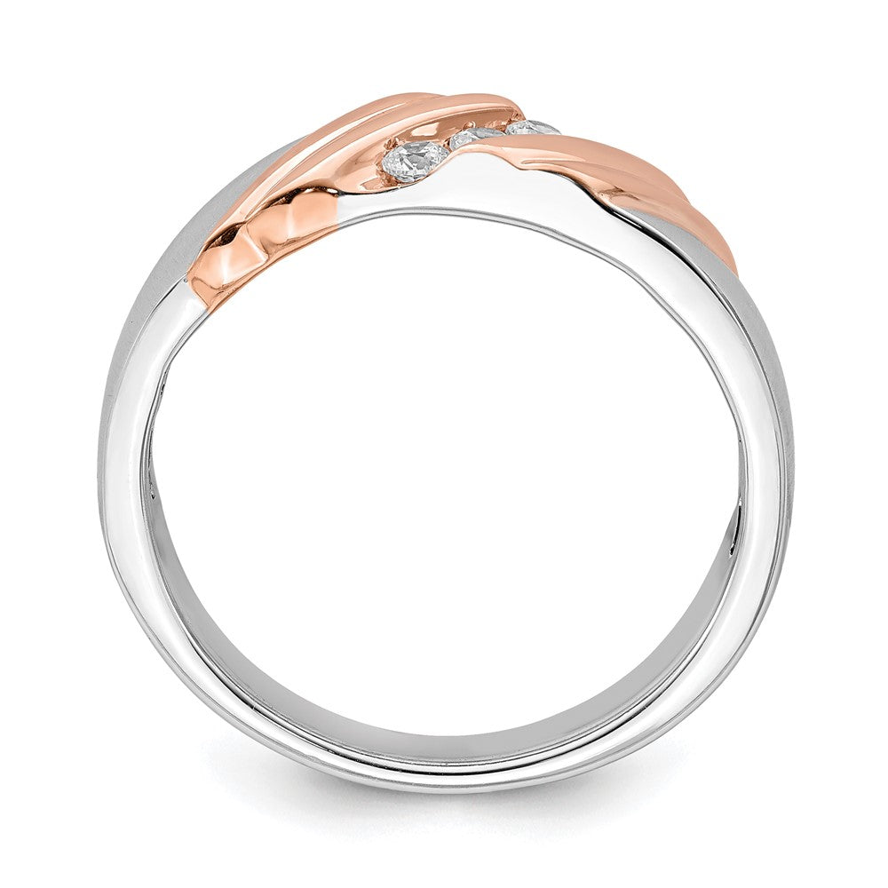 14k White & Rose Gold Men's Real Diamond Bridal Band