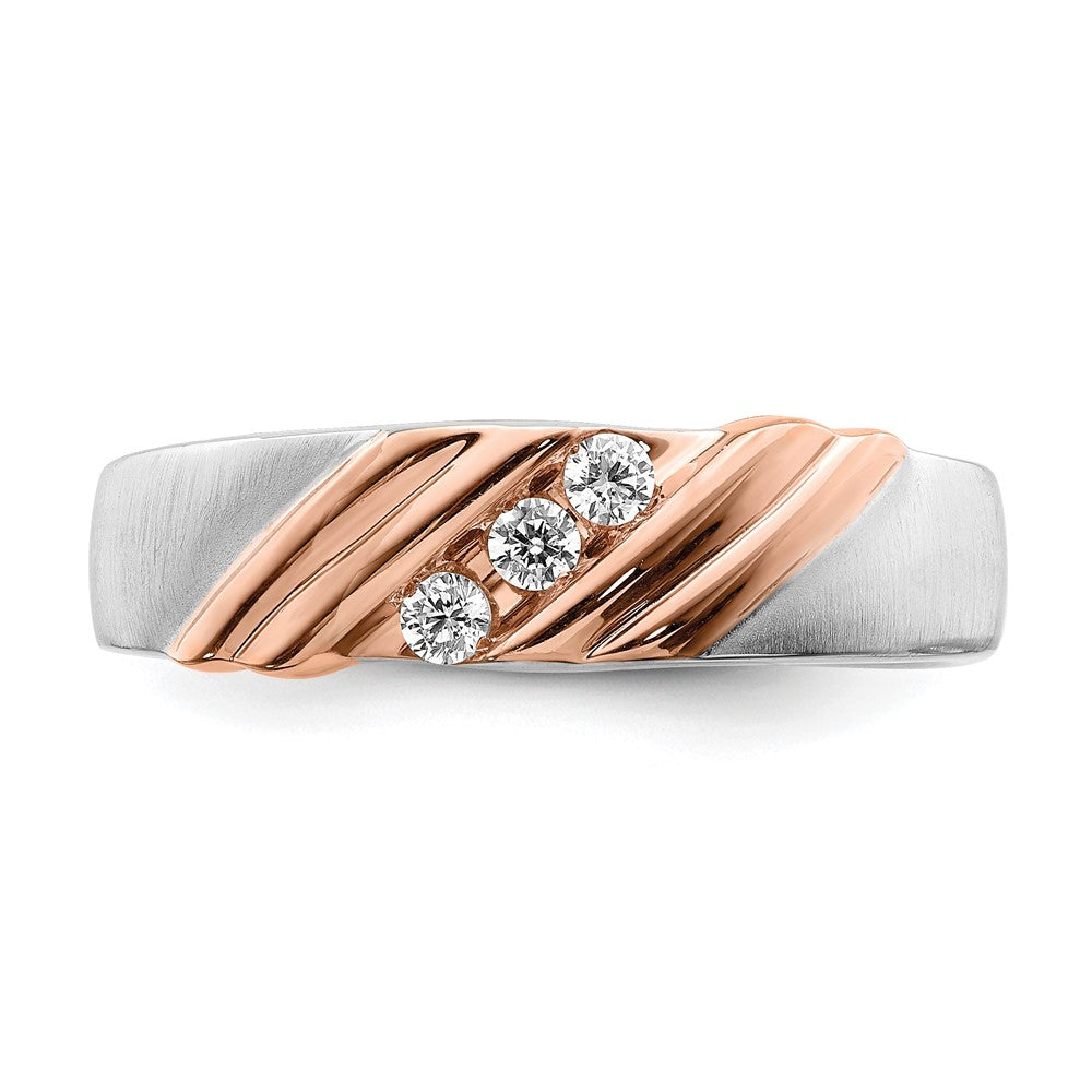 14k White & Rose Gold Men's Real Diamond Bridal Band