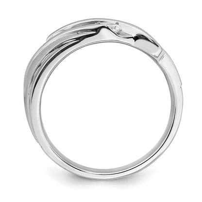 14k White Gold Men's Real Diamond Bridal Band