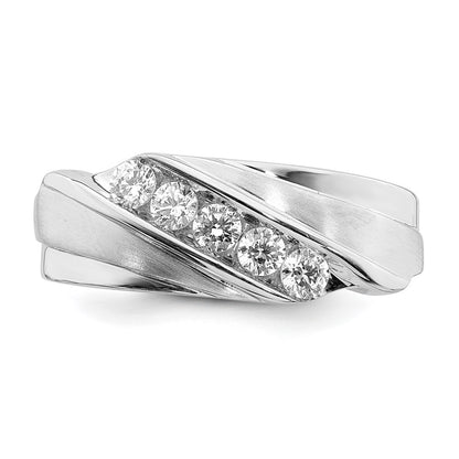 14k White Gold Men's Real Diamond Bridal Band