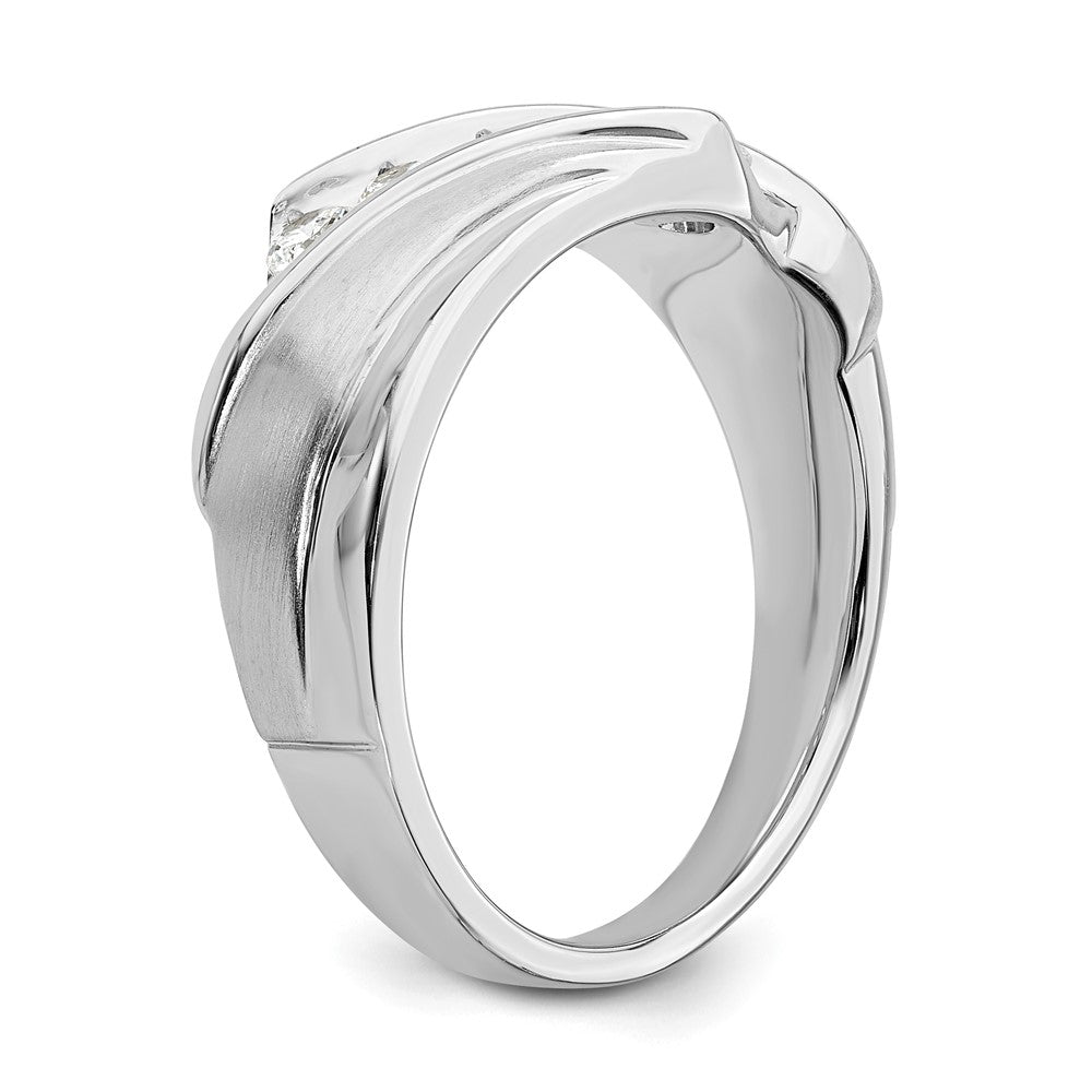 14k White Gold Men's Real Diamond Bridal Band
