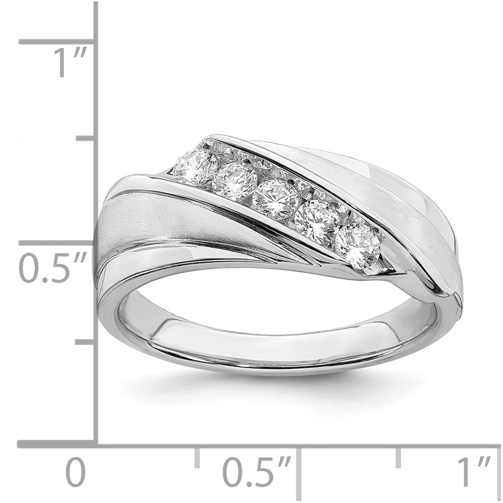 14k White Gold Men's Real Diamond Bridal Band