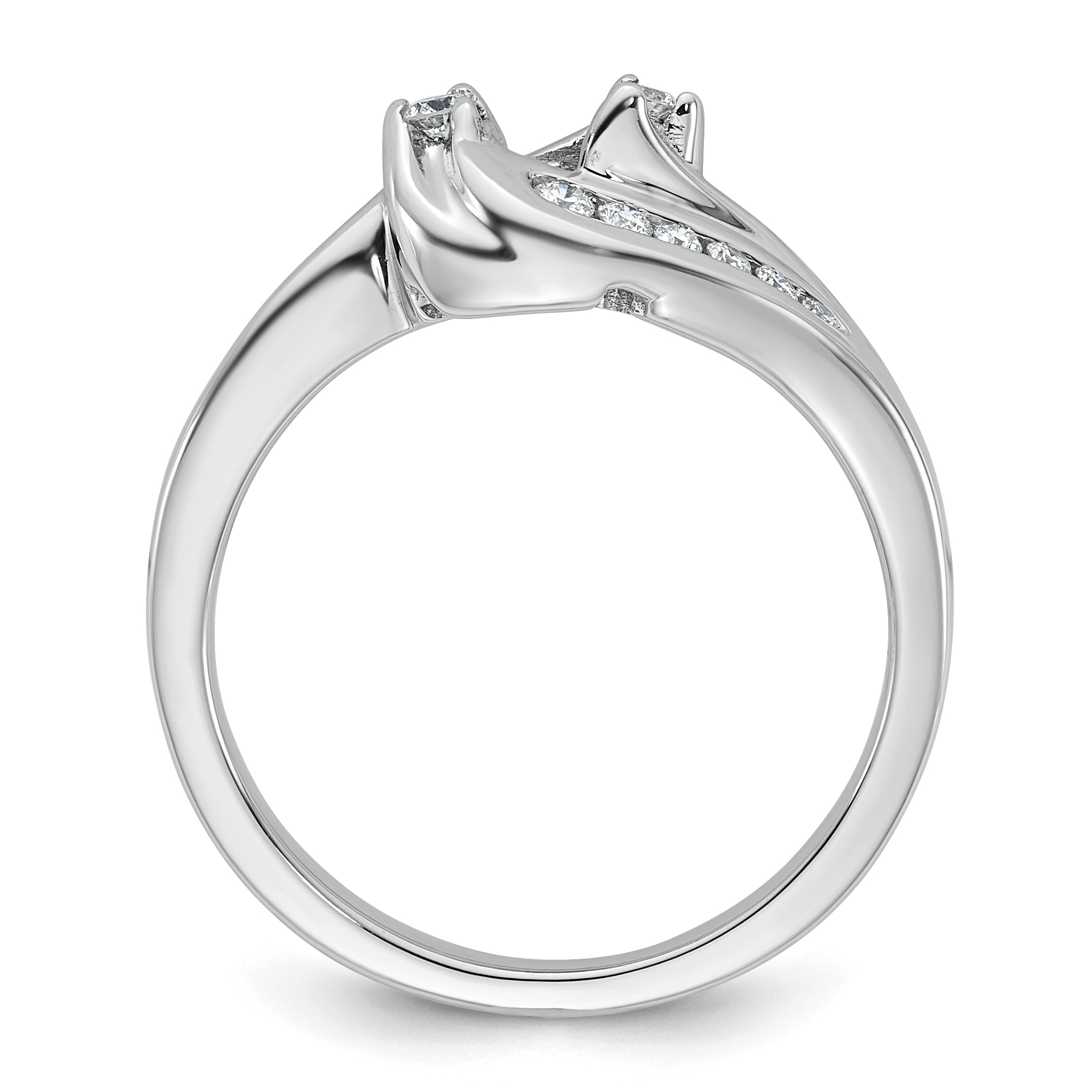 14K White Gold By Pass Peg Set 1/3 Carat Diamond Semi Mount Engagement Ring