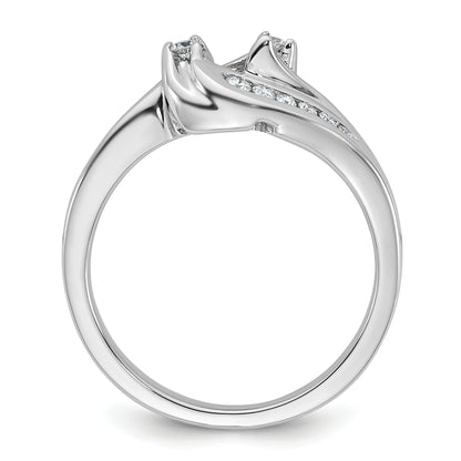 14K White Gold By Pass Peg Set 1/3 Carat Diamond Semi Mount Engagement Ring