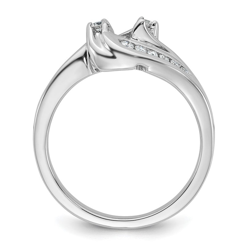 14K White Gold By Pass Peg Set 1/3 Carat Diamond Semi Mount Engagement Ring