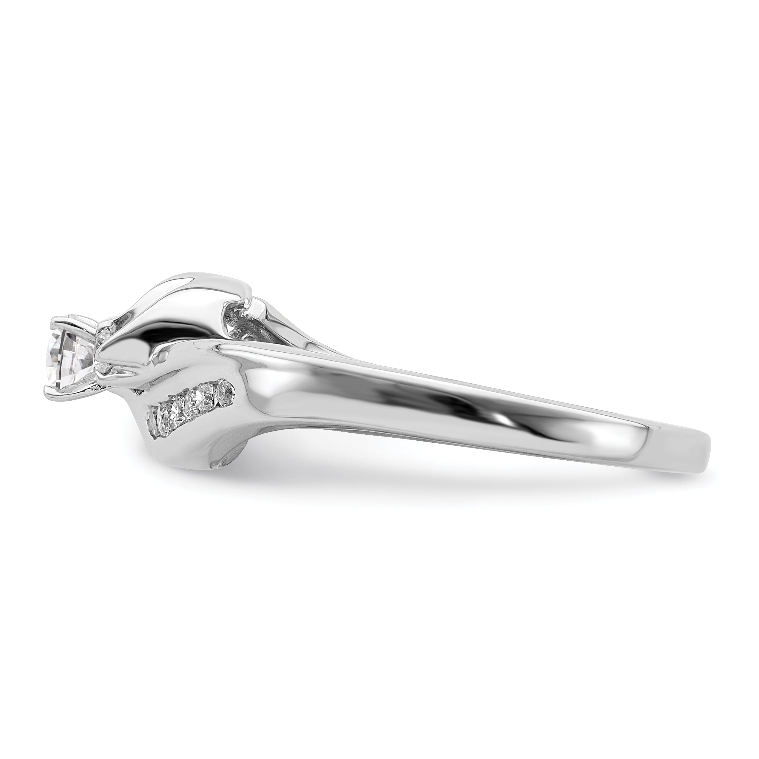 14K White Gold By Pass Peg Set 1/3 Carat Diamond Semi Mount Engagement Ring