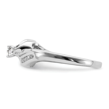 14K White Gold By Pass Peg Set 1/3 Carat Diamond Semi Mount Engagement Ring