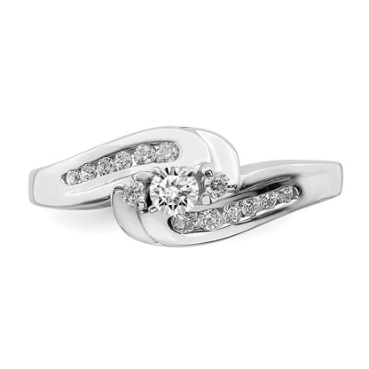 14K White Gold By Pass Peg Set 1/3 Carat Diamond Semi Mount Engagement Ring
