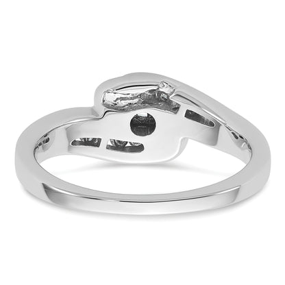 14K White Gold By Pass Peg Set 1/3 Carat Diamond Semi Mount Engagement Ring