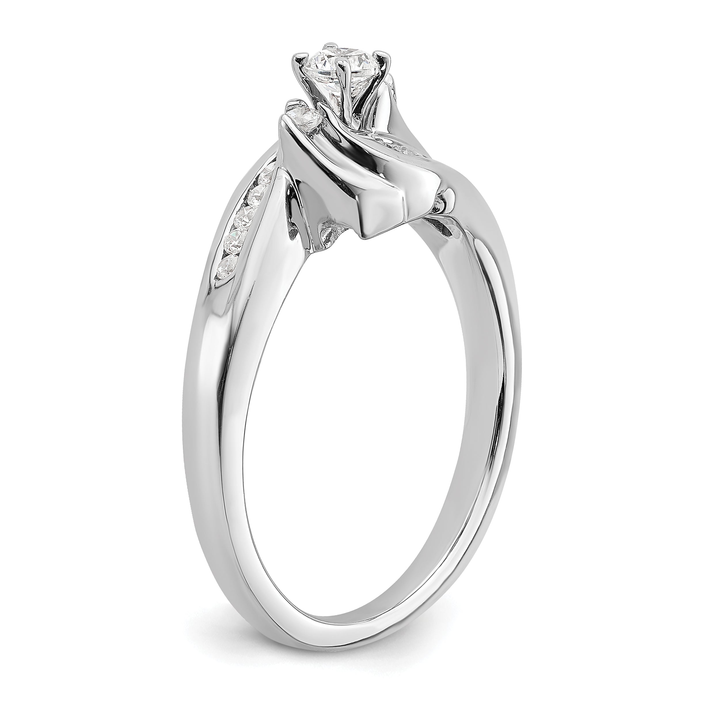 14K White Gold By Pass Peg Set 1/3 Carat Diamond Semi Mount Engagement Ring