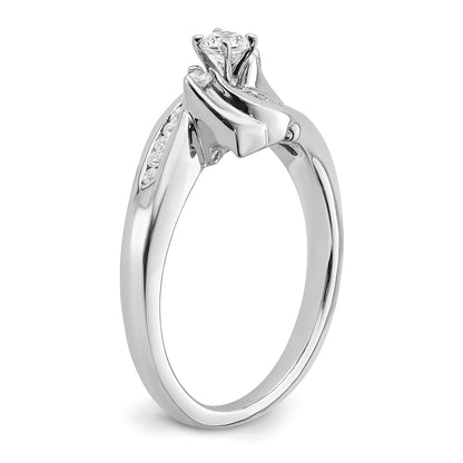 14K White Gold By Pass Peg Set 1/3 Carat Diamond Semi Mount Engagement Ring