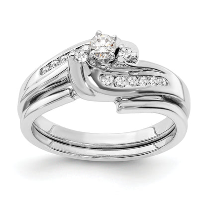 14K White Gold By Pass Peg Set 1/3 Carat Diamond Semi Mount Engagement Ring
