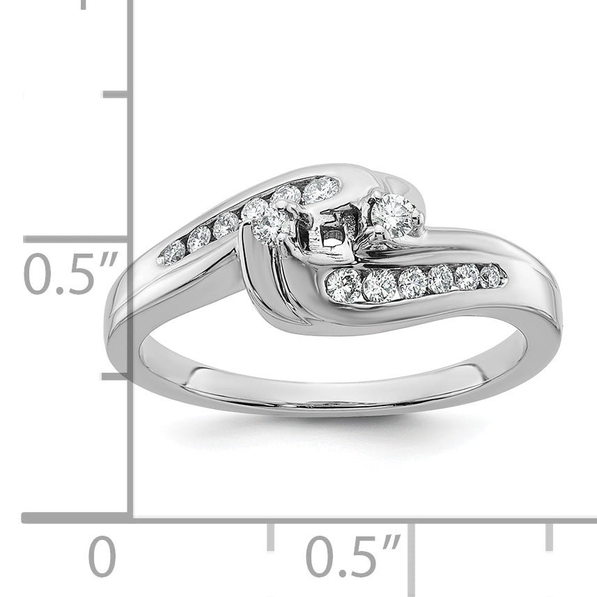 14K White Gold By Pass Peg Set 1/3 Carat Diamond Semi Mount Engagement Ring