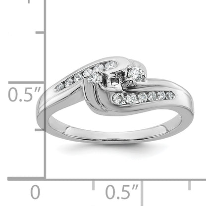 14K White Gold By Pass Peg Set 1/3 Carat Diamond Semi Mount Engagement Ring