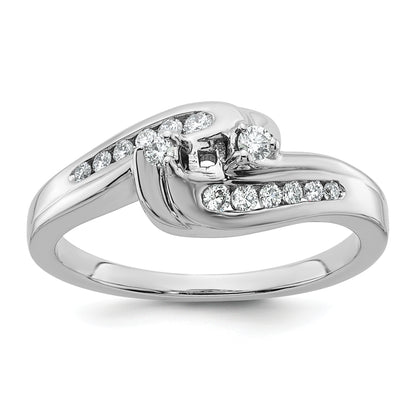 14K White Gold By Pass Peg Set 1/3 Carat Diamond Semi Mount Engagement Ring