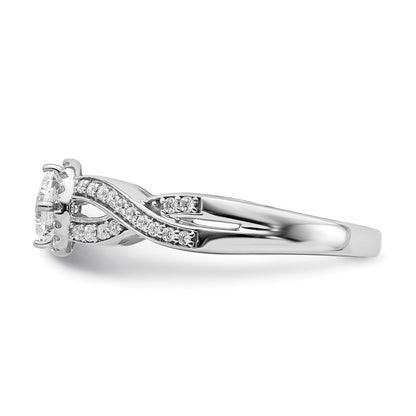 14K White Gold Criss Cross Halo (Holds 1/3 Carat (3.9mm) Princess Center) 1/4 Diamond Semi Mount Engagement Ring